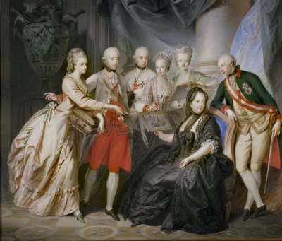 Cesarzowa Maria Teresa otoczona dziećmi we wdowich chwastach po śmierci męża, cesarza Franciszka Stefana ... (obraz na płótnie) autorstwa Friedrich Heinrich Fuger