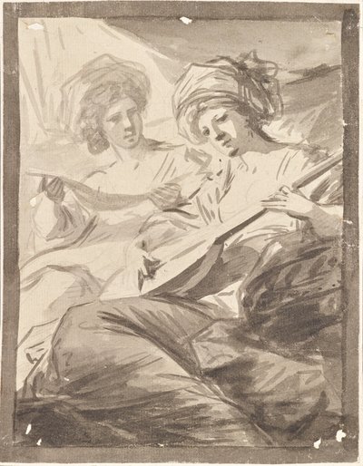 Dwie kobiety z mandoliną (badanie do podwójnego portretu sióstr Victoire i Sophie von Fries?) autorstwa Friedrich Heinrich Fuger