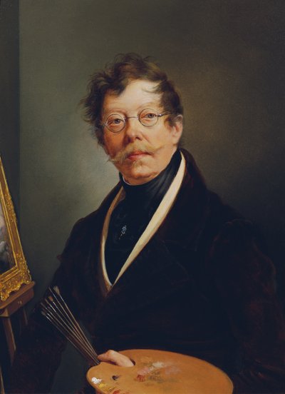 Autoportret przy sztalugach autorstwa Friedrich Johann Gottlieb Lieder