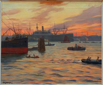 Port w Hamburgu autorstwa Friedrich Kallmorgen