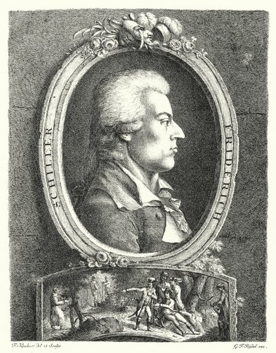Friedrich Schiller, niemiecki poeta, dramaturg i filozof (grafika) autorstwa Friedrich Kirschner