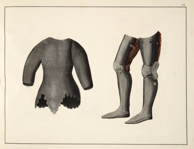 Zbroja, płyta z Historii rozwoju i obyczajów rycerskich dr. Franza Kottenkampa, wydanej przez Carla Hoffmanna, 1842 autorstwa Friedrich Martin von Reibisch