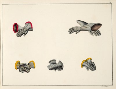 Rękawiczki, tabliczka z „Historii rozwoju i obyczajów rycerskich” dr. Franza Kottenkampa, wydanej przez Carla Hoffmanna, 1842 autorstwa Friedrich Martin von Reibisch