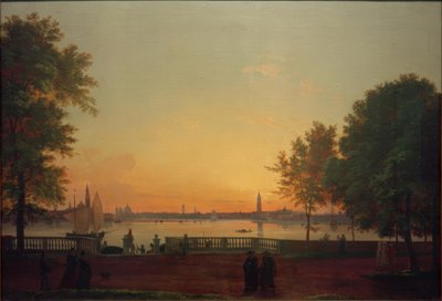 Widok na Wenecję z Giardini Pubblici autorstwa Friedrich Nerly