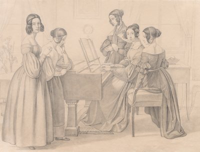 Musicale u Prellerów, 1838. autorstwa Friedrich Preller
