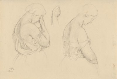 Dwie półdługie postacie kobiece i studium dłoni autorstwa Friedrich Preller