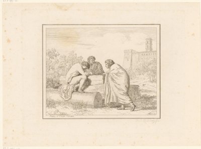Trzech młodych mężczyzn Sceny z życia codziennego we Włoszech Rysunek, prese dal vero, ed incise a aqua forte (tytuł serii) autorstwa Friedrich Rehberg
