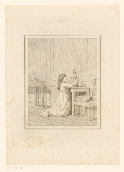 Dziewczyna z lalką Sceny z życia codziennego we Włoszech (tytuł serii) Figure prese dal vero (tytuł serii na obiekcie) autorstwa Friedrich Rehberg