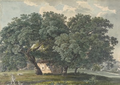Pejzaż włoski z drzewami prosto, 1815-21. autorstwa Friedrich Salathé