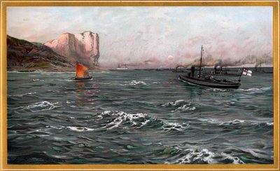 Imperial Navy Bliz z dywizjami torpedowców w pobliżu Stubbenkammer przez Friedricha Schwinge, nr 10 z G. Wislicenus, Our Navy. autorstwa Friedrich Schwinge