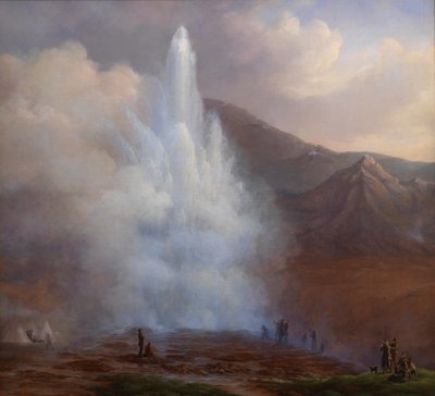 Erupcja Wielkiego Gejzeru na Islandii w 1834 r. autorstwa Friedrich Theodore Kloss