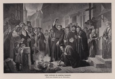 Marcin Luter palący bullę papieską w Wittenberdze, Niemcy autorstwa Friedrich Wilhelm Heinrich Martersteig