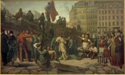 Rewolucja Lutowa 1848, Barykady Paryża / Klejnot. Martersteig autorstwa Friedrich Wilhelm Martersteig