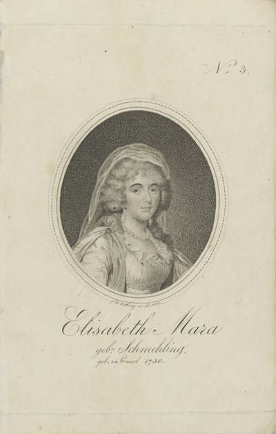 Gertrud Elisabeth Mara, z domu Schmeling 1749-1833, 1803. autorstwa Friedrich Wilhelm Nettling