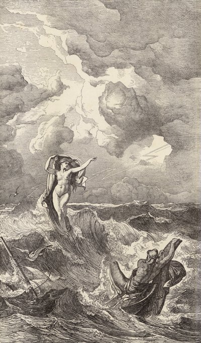 Leucothea i Odyseusz (rycina) autorstwa Friedrich the Elder Preller