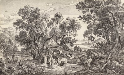 Nausicaa i Odyseusz (rycina) autorstwa Friedrich the Elder Preller