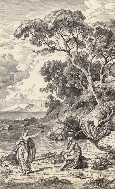 Odyseusz i Kalipso (rycina) autorstwa Friedrich the Elder Preller