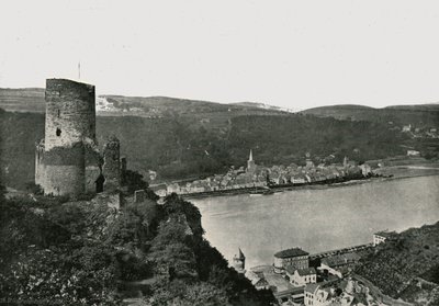 Katz z widokiem na Ren, St Goarshausen, Niemcy, 1895. autorstwa Frith and Co