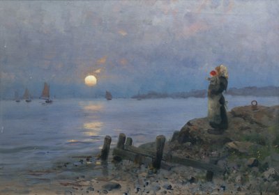 Kobieta i dziecko na plaży autorstwa Frithjof Smith-Hald