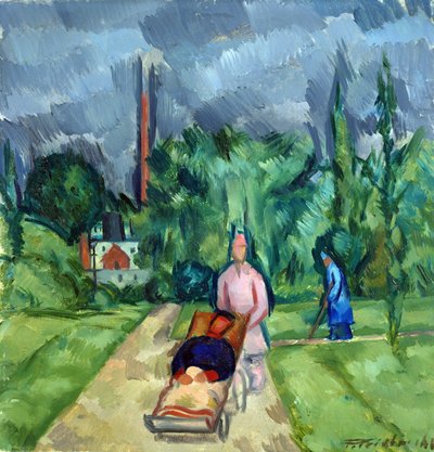 W ogrodach Szpitala Wojskowego III, 1915 r. autorstwa Fritz Friedrichs