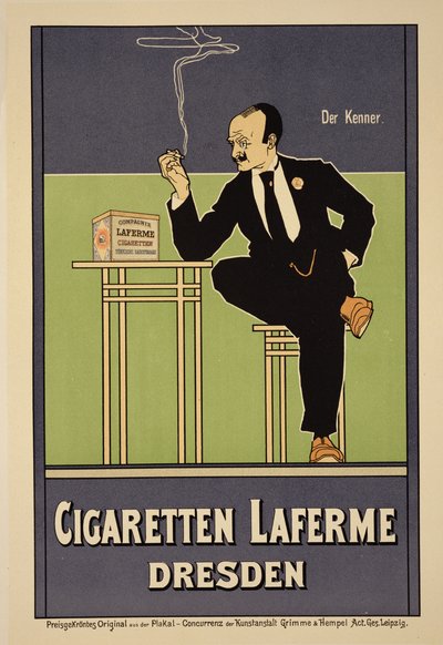 Reprodukcja plakatu reklamującego papierosy „Laferme”, Drezno autorstwa Fritz Rehm