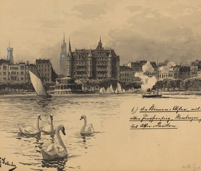 Binnenalster z Jungfernstieg autorstwa Fritz Stoltenberg