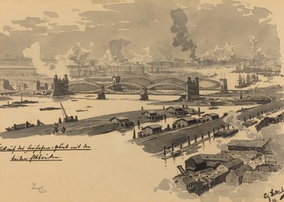 Wolny port z mostami na Łabie autorstwa Fritz Stoltenberg