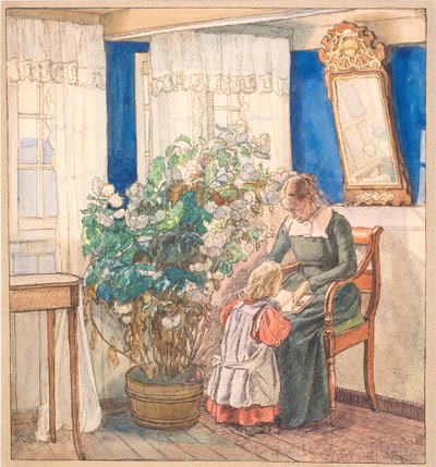Matka i dziecko oglądają zdjęcia (Anna i Hans Syberg) autorstwa Fritz Syberg