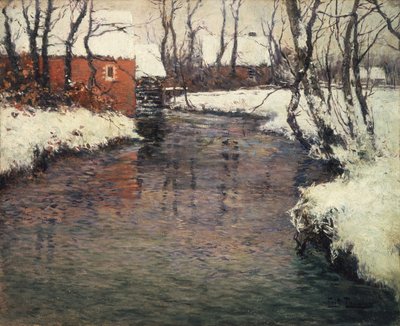 Zimowy pejzaż rzeczny (olej na płótnie) autorstwa Fritz Thaulow