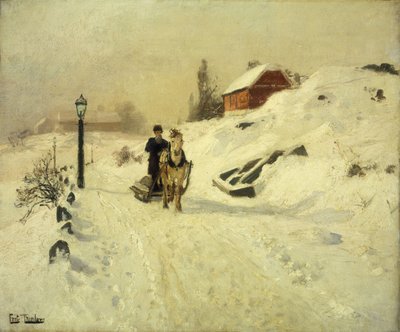 Sanie konne w zimowym krajobrazie autorstwa Frits Thaulow
