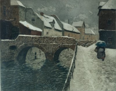 Most w Amiens (akwaforta kolorowa) autorstwa Fritz Thaulow
