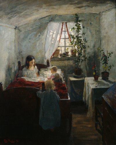 Wnętrze z dziećmi autorstwa Fritz Thaulow