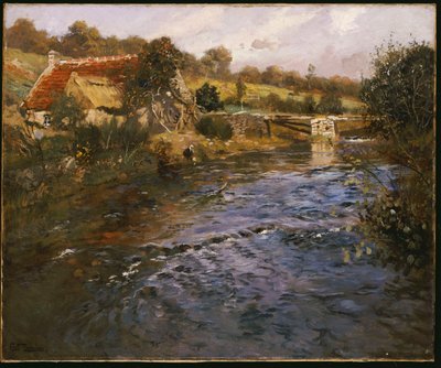 Pejzaż rzeczny z praczką autorstwa Frits Thaulow