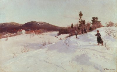 Zima z narciarzem autorstwa Fritz Thaulow