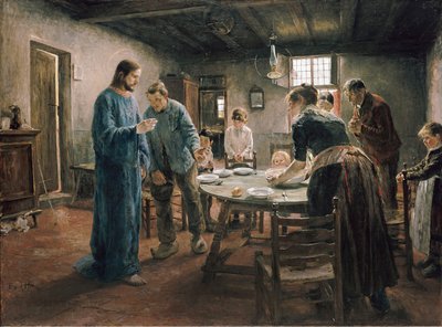 Modlitwa przed posiłkiem autorstwa Fritz von Uhde