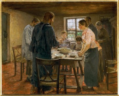 Chrystus w domu rolnika - Le Christ chez les paysans ... autorstwa Fritz von Uhde