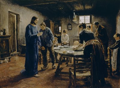 Modlitwa przed posiłkiem autorstwa Fritz von Uhde