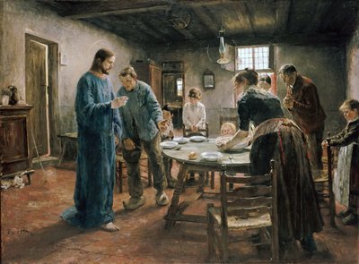 Modlitwa przed posiłkiem autorstwa Fritz von Uhde