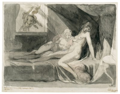 Alp opuszcza sypialnię dwóch śpiących kobiet, 1810. autorstwa Füssli