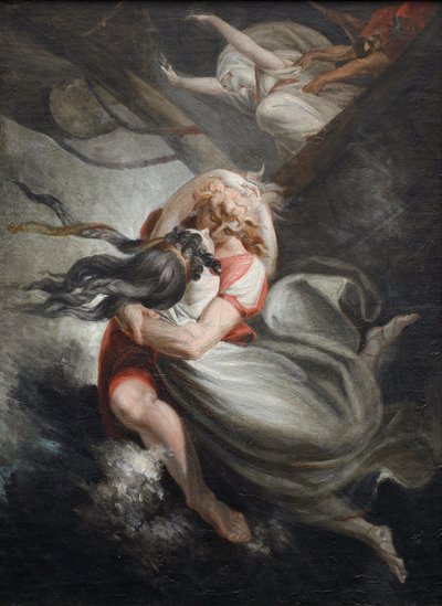 Amanda Rezia rzuca się z Huonem do morza, Fatime zostaje powstrzymany siłą, 1804-1805. autorstwa Füssli
