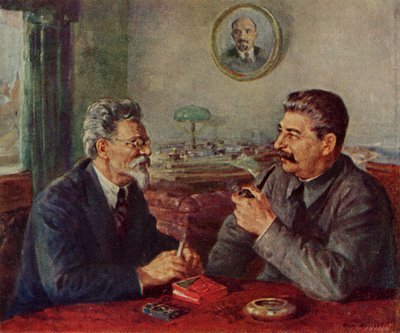 Józef Stalin (1879-1953) i Michaił Iwanowicz Kalinin (1875-1946) autorstwa Fyodor Alexandrovich Modorov
