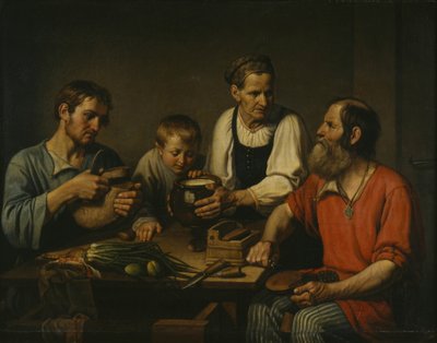 Rodzina chłopska przed obiadem, 1824 autorstwa Fyodor Grigoryevich Solntsev