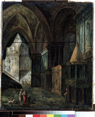 W katedrze (W katedrze). Obraz Fiodora Jakowlewicza Aleksiejewa (1753-1824). Olej na płótnie, 35,5 x 30,5 cm autorstwa Fyodor Yakovlevich Alexeev