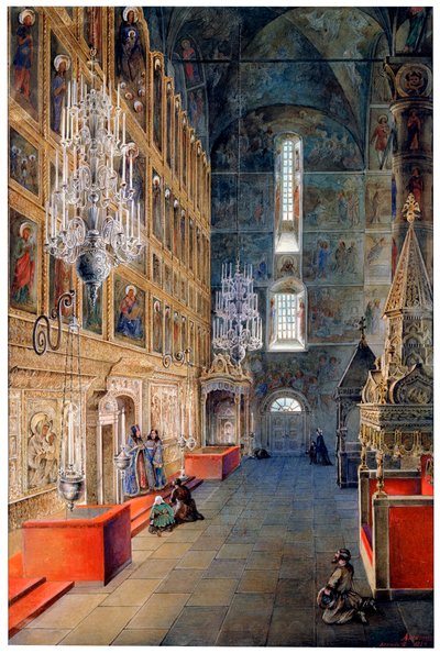 „Wnętrze w katedrze Wniebowzięcia NMP na Kremlu”, 1819 autorstwa Fyodor Yakovlevich Alexeev