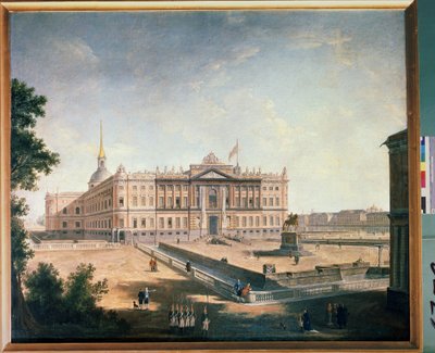 Widok na Pałac Michała i plac connetable w Sankt Petersburgu. Obraz Fiodora Jakowlewicza Aleksiejewa (1753-1824). olej na płótnie autorstwa Fyodor Yakovlevich Alexeev