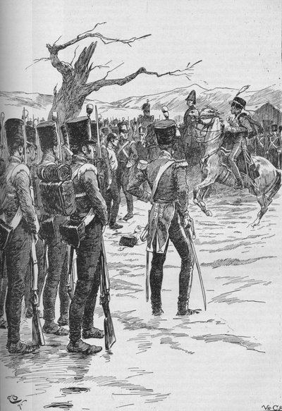 Huzar wdarł się z wiadomością, że wróg nad nami!, 1895, 1902 autorstwa GB