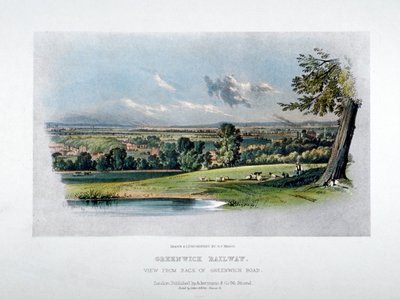 Widok na London and Greenwich Railway z tyłu Greenwich Road, 1836 autorstwa GF Bragg