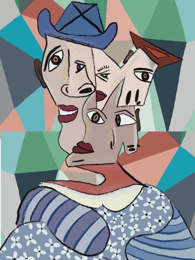 Kolorowy portret w stylu kubistycznym autorstwa GIovanna Gil Alves