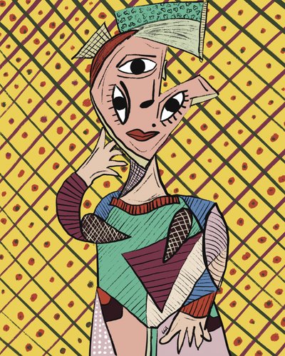 Żywy portret w stylu kubistycznym autorstwa GIovanna Gil Alves
