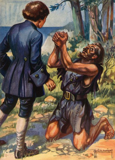 Ilustracja do Wyspy Skarbów Roberta Louisa Stevensona (kolor lito) autorstwa G.P. Micklewright
